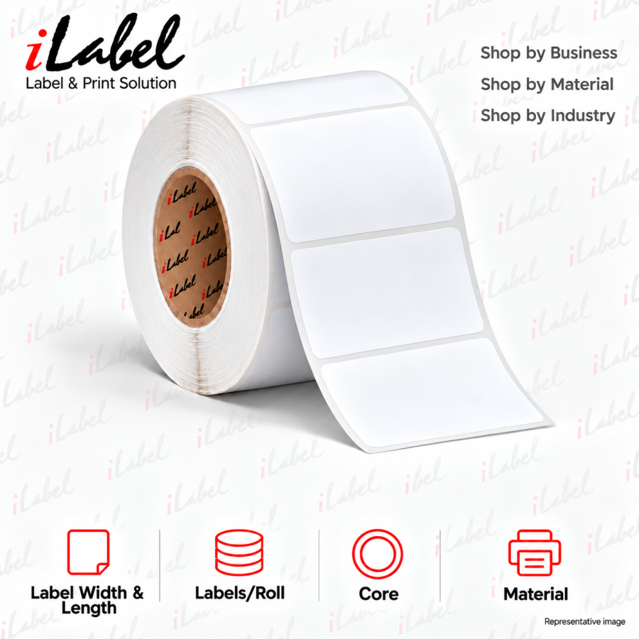 Eco Standard 1101D semi-Permanent Adhesive/45gsm,Uncoated DT,Scale Label/58mmX38mm,1.5"core,1000 Labels,24 Rolls / box,Straight Format,1 color
